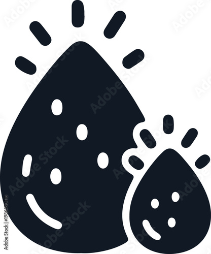 Two happy smiling cartoon raindrops