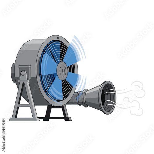 Industrial Fan Blowing Air with Motion Blur
