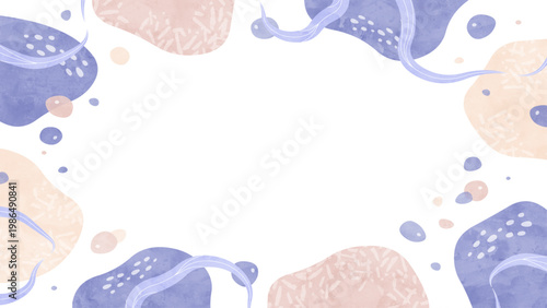 海の中の水彩背景フレーム 優しい夏の淡い色彩と抽象的なイラスト枠