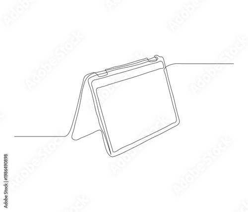 One continuous line drawing of laptop gadget. single line illustration of technology day concept. editable concept