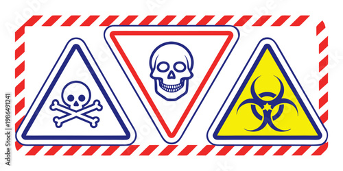 Danger Warning Toxic Biohazard Icon Set