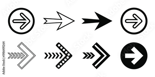Directional Arrows Glyph Icons Vector Collection