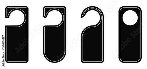 Luxury Hotel Room Door Handle with Hanging Privacy Sign Vector Illustration