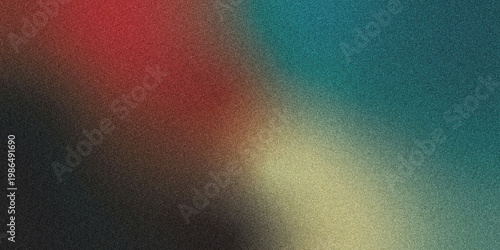 Crimson red, dark salmon, teal, and black glowing strands rising smoothly from a rich shadowed foundation over a lightly grainy textured backdrop with gentle luminous highlights, sleek modern abstract