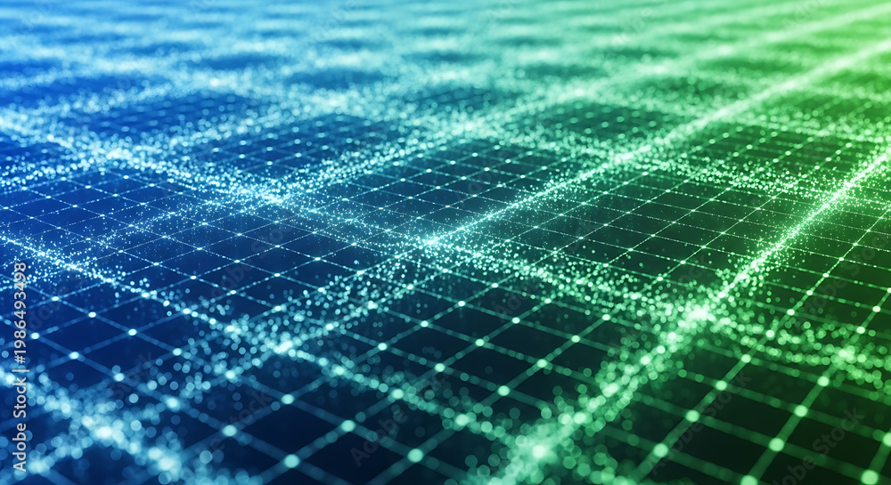 Obraz premium Futuristic Digital Grid with Glowing Data Points.