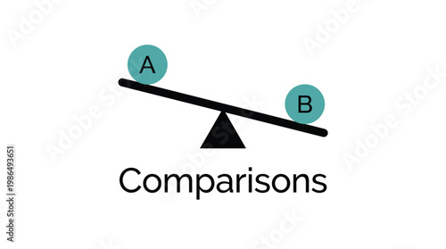 Balance Comparison Vector Graphic, Seesaw Balance Scale, Equilibrium Illustration, Business Concept