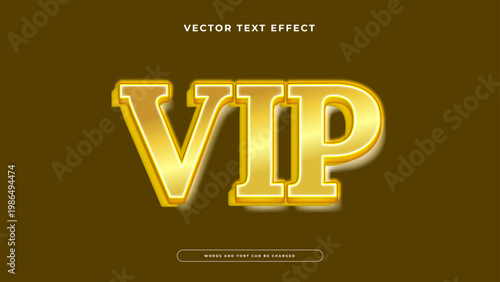 Luxury gold VIP text effect with metallic shine and glowing border on dark background