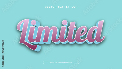 Elegant soft pink and blue limited edition editable text effect with cursive style