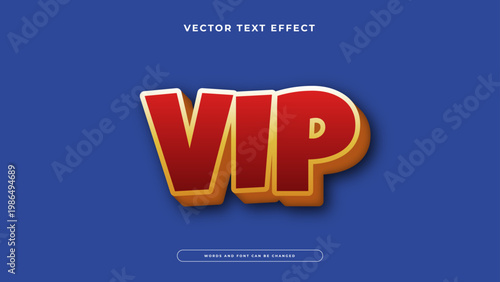 Bold red and gold vip exclusive membership editable text effect with 3d style