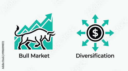 Bull Market Diversification Investment Strategy Finance Vector EPS