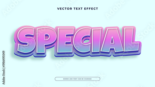 Soft 3d special text effect with pink and blue gradient pastel colors for elegant branding
