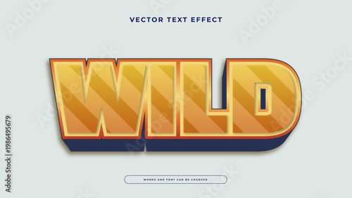 Bold wild text effect featuring warm orange gradients and sharp geometric 3D style for adventurous branding