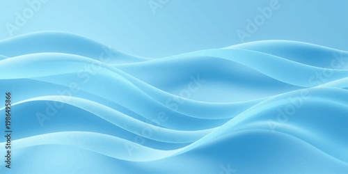 A smooth blue silk background features flowing abstract waves and soft light curves in a digital art wallpaper design with a swirling water texture