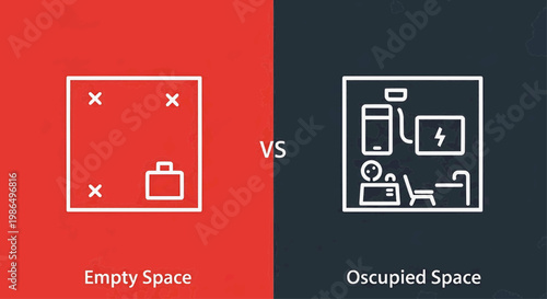 A conceptual illustration contrasting empty and occupied spaces, visually representing the difference between underutilized areas and efficiently filled environments for planning