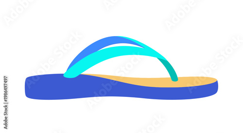 Blue and turquoise flip-flop sandal isolated on white background