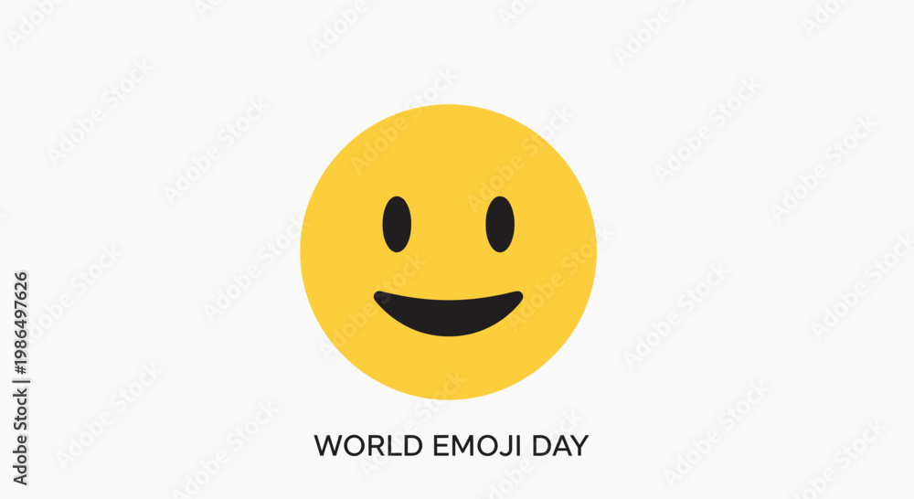Fototapeta premium Happy Yellow Smiley Face Emoji Icon - World Emoji Day Celebration