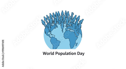 Global Population Growth Concept - Earth Covered by Crowd of People Silhouette