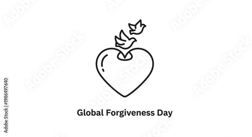 Heart with doves icon, symbol of forgiveness, peace, and love
