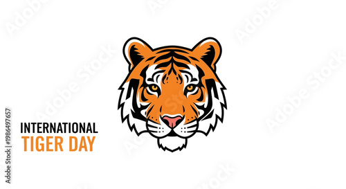International Tiger Day - Fierce Tiger Face Illustration with Text