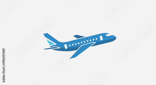 Modern Blue Airplane Flying High