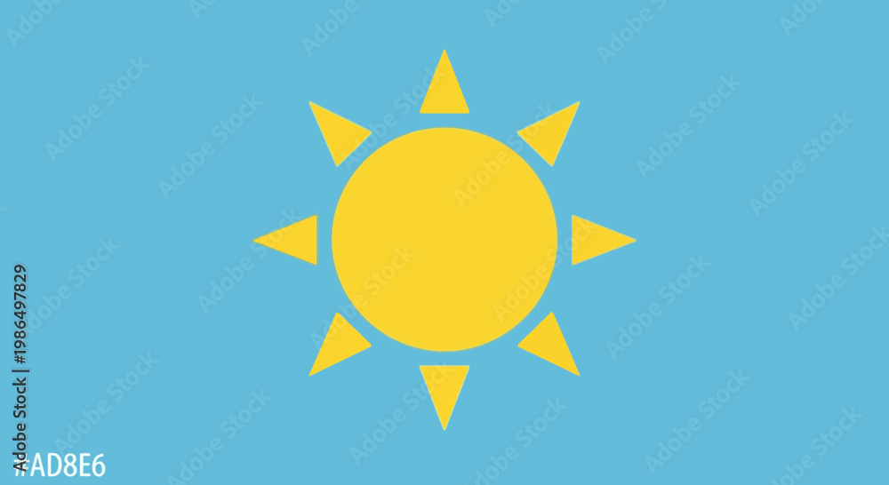 Fototapeta premium Stylized Sun Icon on Blue Sky Background
