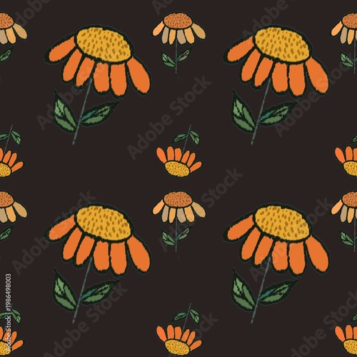 Cute seamless pattern with summer flowers - Repeat flowers wallpaper - Endless tile
