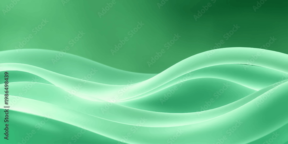 Fototapeta premium Abstract green and blue waves create a flowing motion design with smooth curves and a soft silk texture in this artistic vector illustration wallpaper backdrop