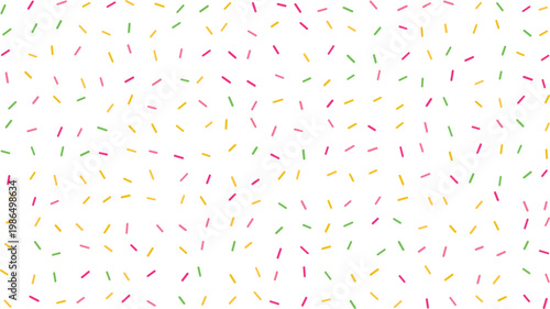 Vibrant assortment of pink green and yellow dashes forming a delightful sprinkle inspired pattern on white