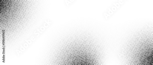 Grunge halftone gradient texture. Pixel noise bitmap pattern background. Fading comic cartoon overlay. Black vanishing dotted grain grit wallpaper. Rasterized pixelated anime or manga backdrop. Vector