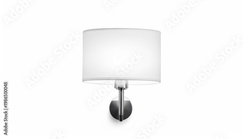 White drum lampshade wall sconce with brushed metal base