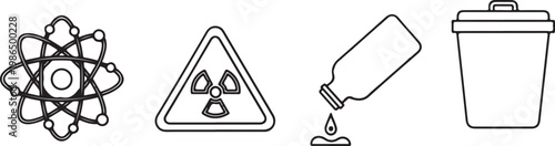 Scientific and hazard symbols during chemical waste disposal Isolated on white background