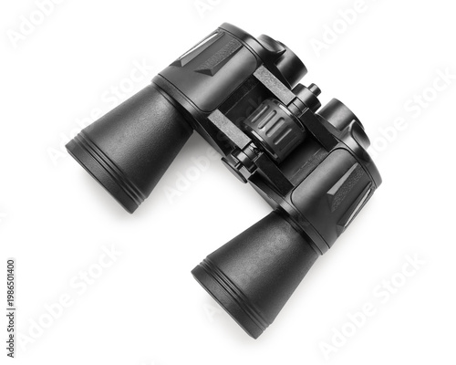 Black binoculars on white b...