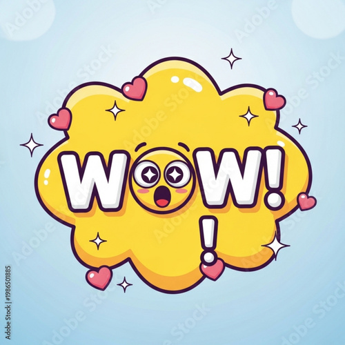 Emoji reaction bubble “WOW!” cute expressive design