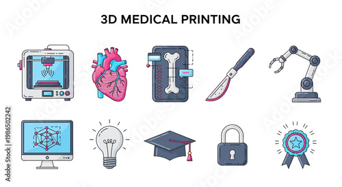 3D medical printing technology concept.