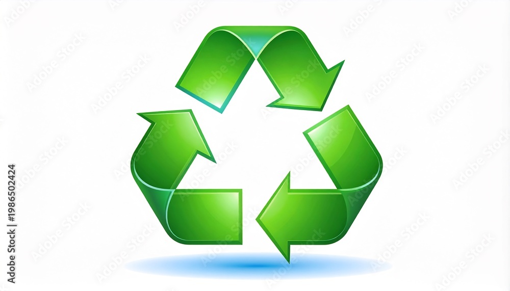 Obraz premium Green recycling symbol icon logo.