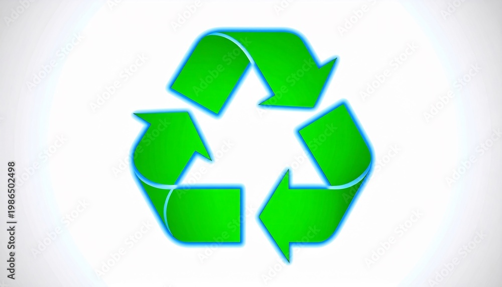 Fototapeta premium Green recycling symbol logo icon.