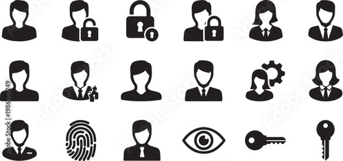 Security and identity icons for business and technology