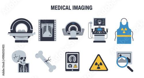 Medical imaging technology and radiology icons.