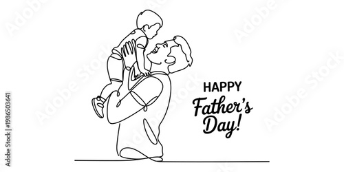 A young boy reaching up to feed a leaf to a tall giraffe in a minimalist one line drawing style