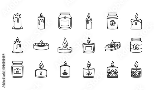 Minimalist Flat-Illustration Set of Candle and Skincare Containers