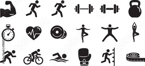 Fitness icons for healthy lifestyle and exercise routine