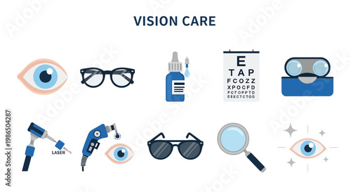 Flat Illustration of Vision care and eye health concept.