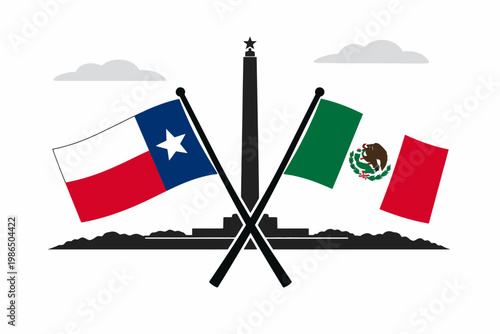 Texas and Mexican Flags San Jacinto