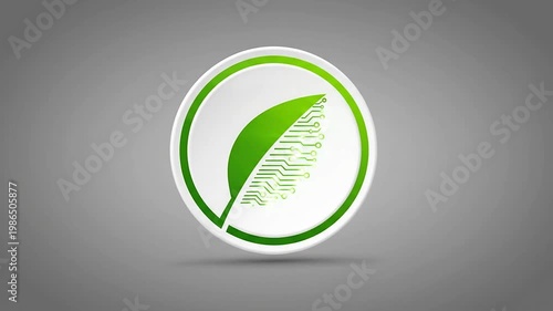 Green leaf logo on gray background.