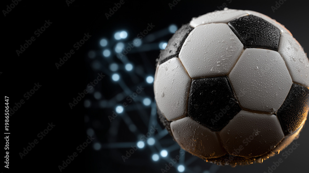 Fototapeta premium soccer ball on black background