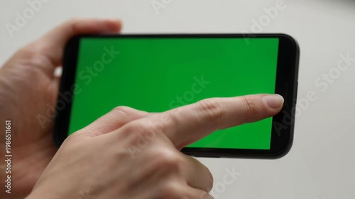 Smartphone green screen hand interaction on mobile device