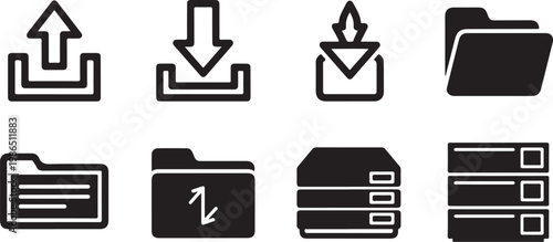 Computer file icons and symbols in black