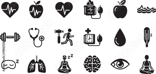 Health and wellness icons for medical design