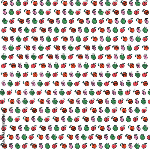 On the screen there is a cluster of patterned berries, fruits or similar objects.