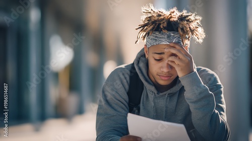 Crying teenager looking at college rejection due to no funds